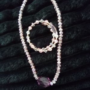 Pink and Purple Pearl Necklace with Amethyst Accent